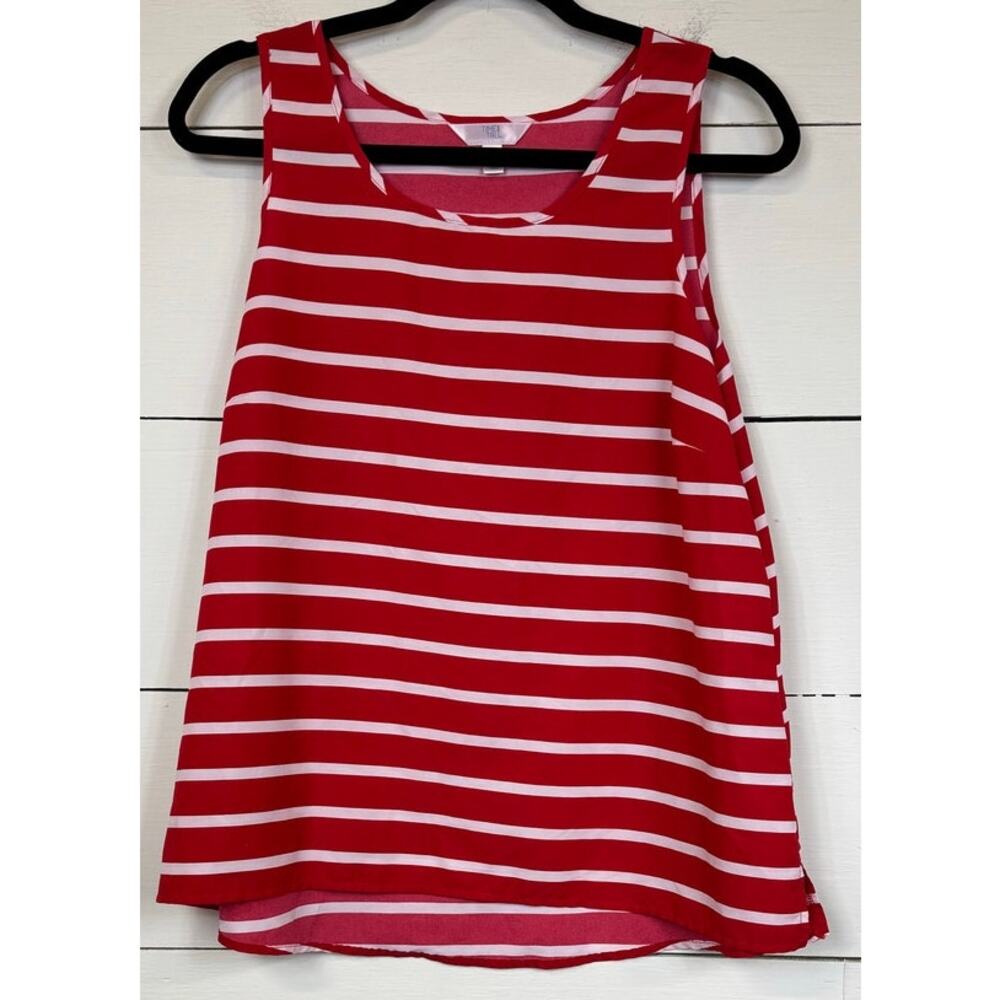 Time And Tru Red White Blouse Women Medium